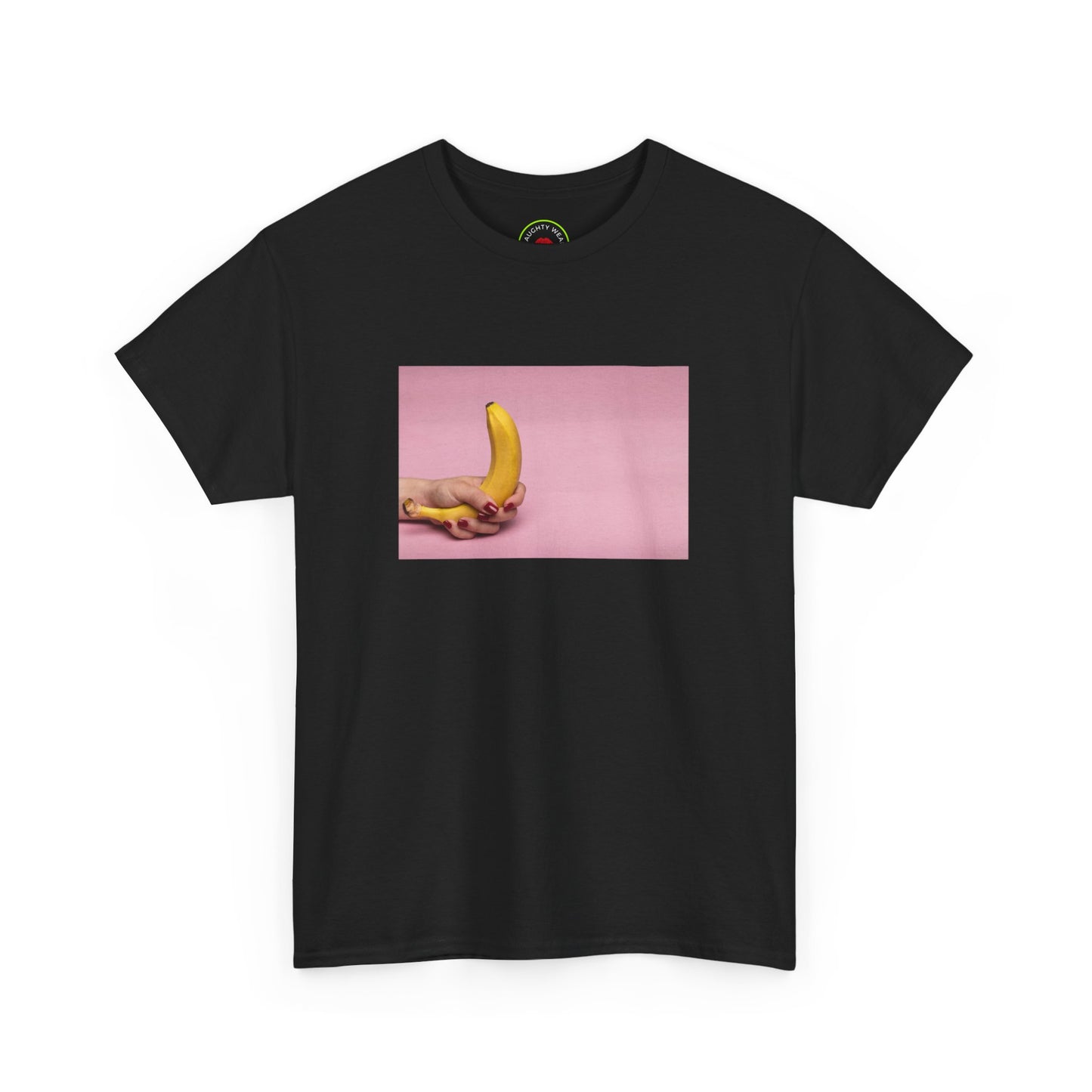 Erotic Girl's Hand Holding Banana Tight Tee - Unique and Provocative Design