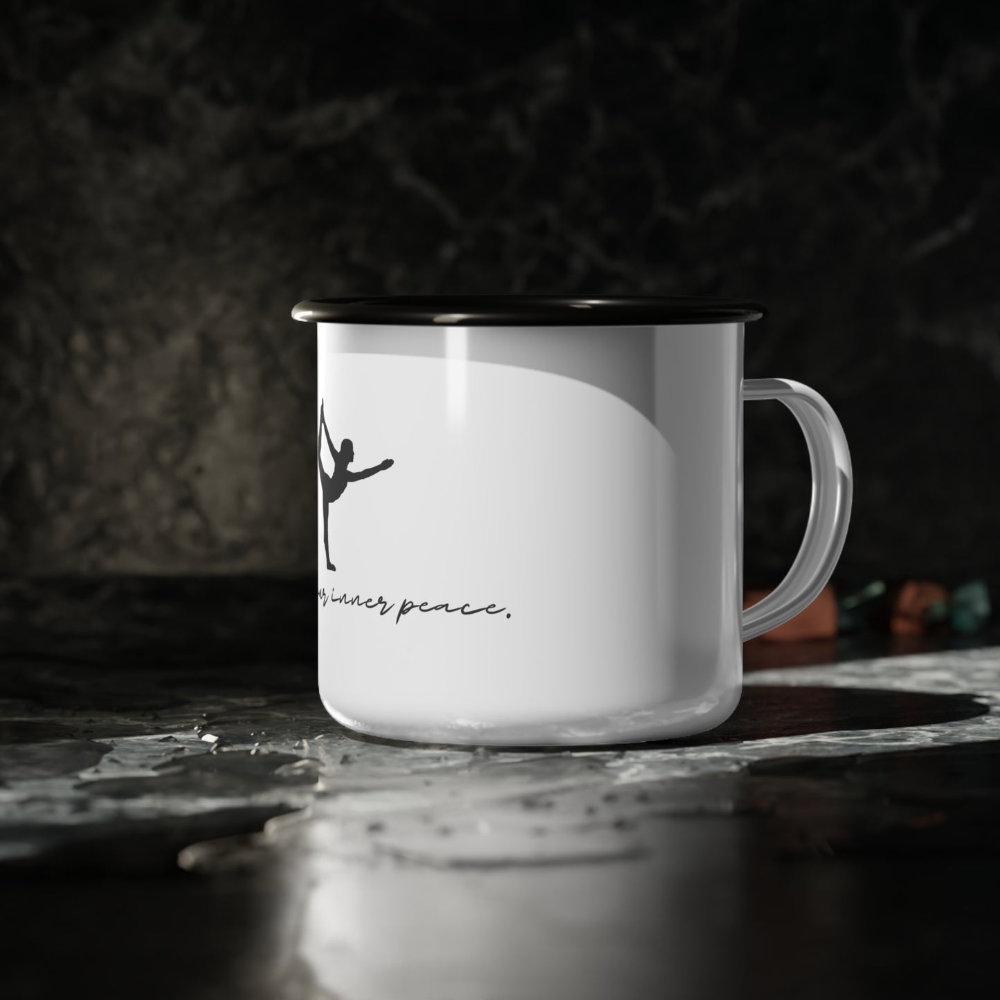 Find Your Inner Peace Enamel Camp Cup - Yoga Pose Design