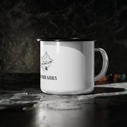 Reach Your Goals Enamel Camp Cup - Mountain Design