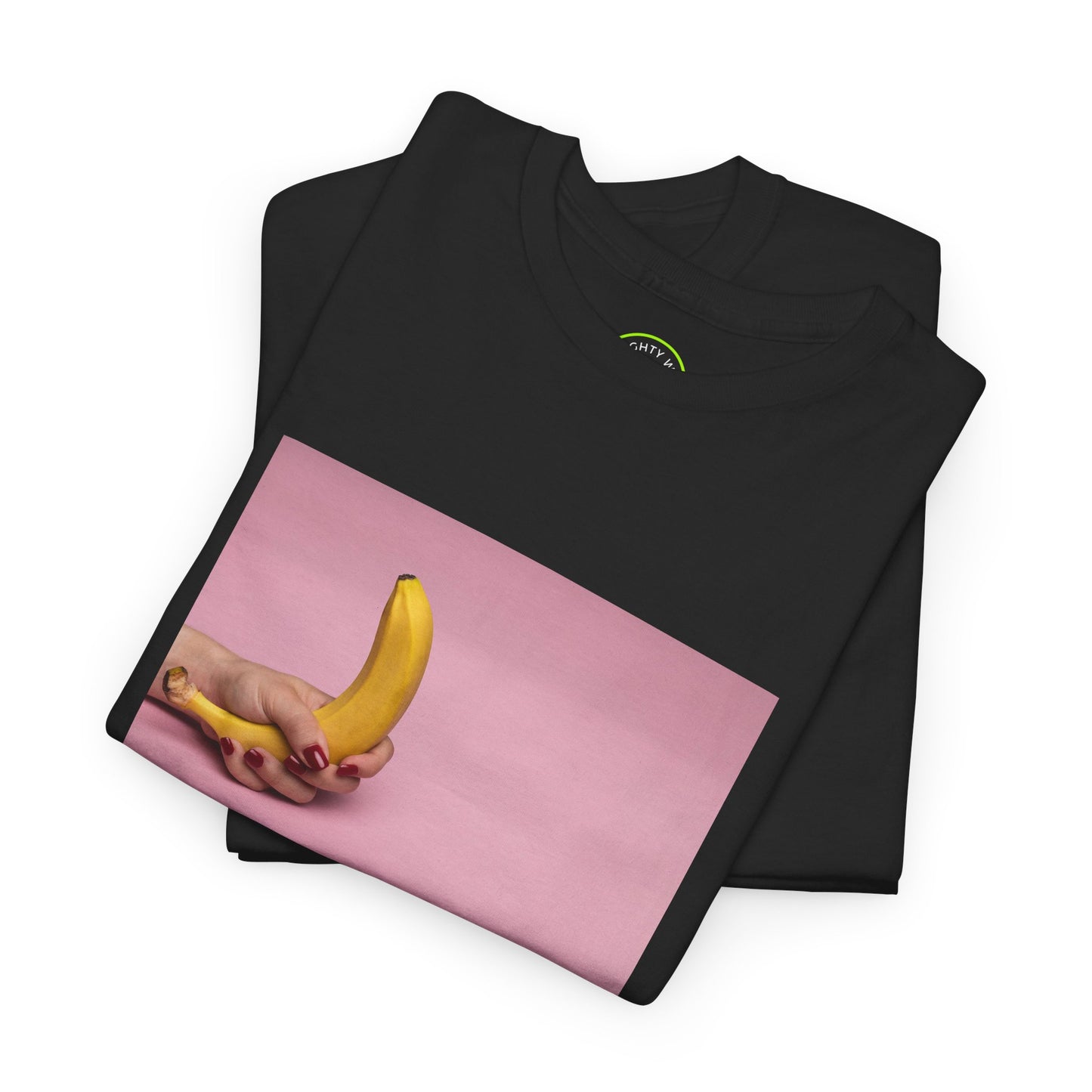 Erotic Girl's Hand Holding Banana Tight Tee - Unique and Provocative Design