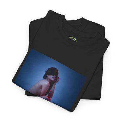 Sensual Blindfolded Girl T-Shirt - Unique and Eye-catching Art Tee