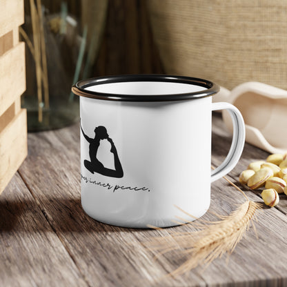 Find Your Inner Peace Enamel Camp Cup - Yoga Silhouette Design