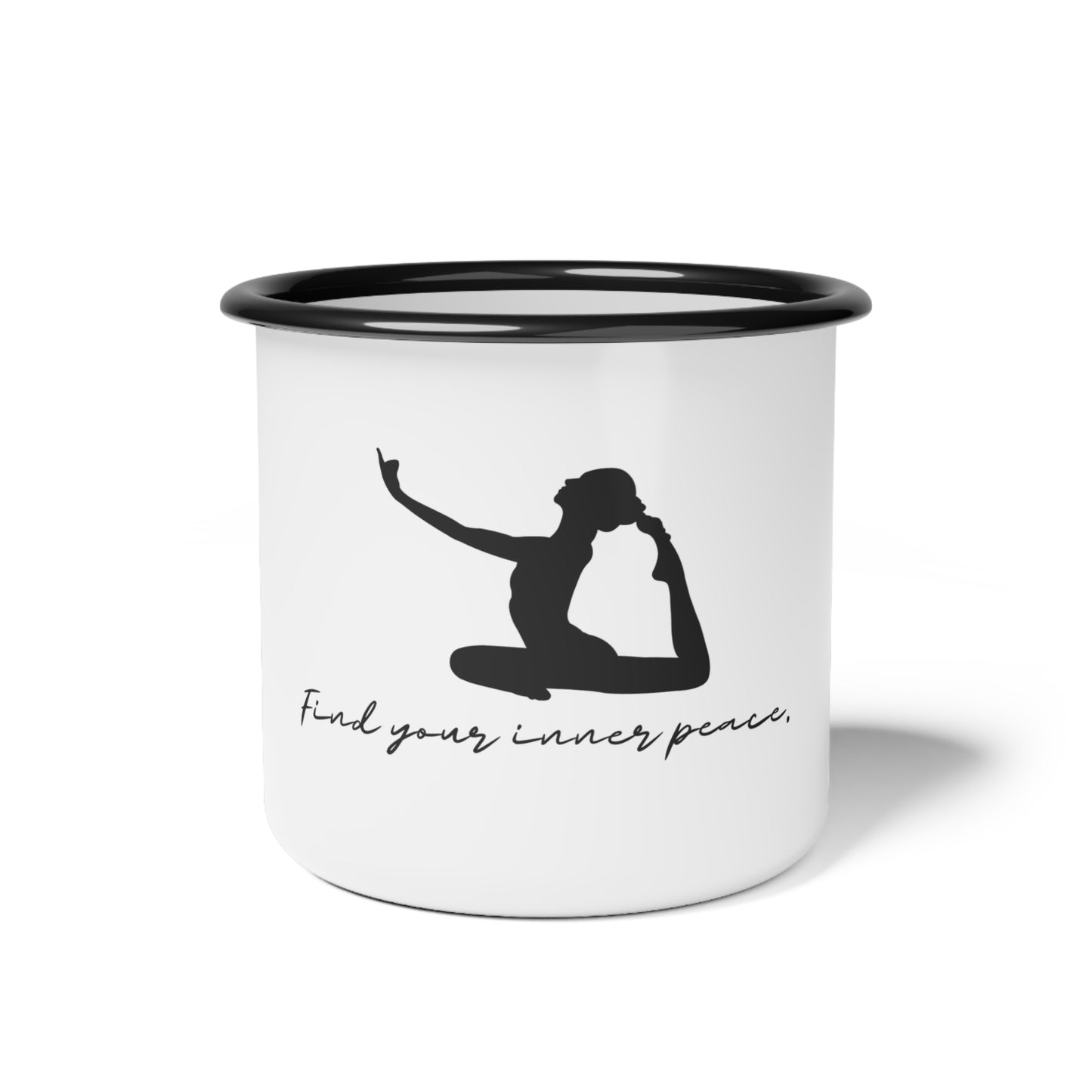 Find Your Inner Peace Enamel Camp Cup - Yoga Silhouette Design