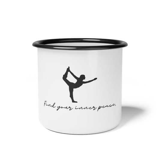 Find Your Inner Peace Enamel Camp Cup - Yoga Pose Design