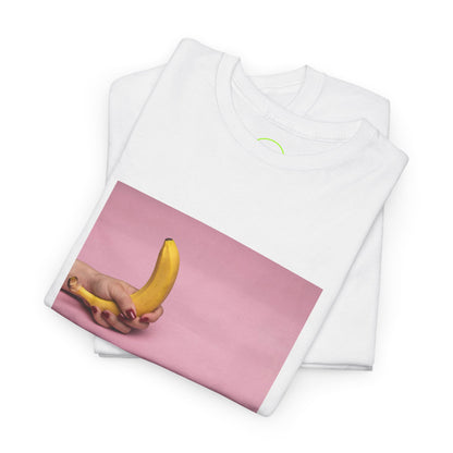 Erotic Girl's Hand Holding Banana Tight Tee - Unique and Provocative Design