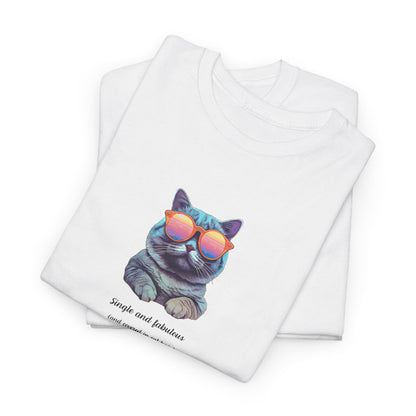 Single and Fabulous Cat T-Shirt Funny Cat Hair Shirt for Women