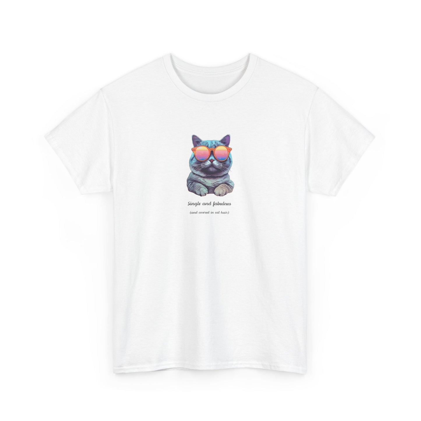 Single and Fabulous Cat T-Shirt Funny Cat Hair Shirt for Women