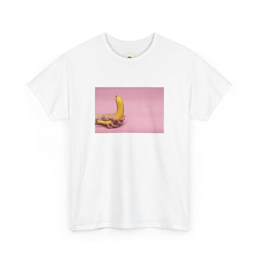 Erotic Girl's Hand Holding Banana Tight Tee - Unique and Provocative Design