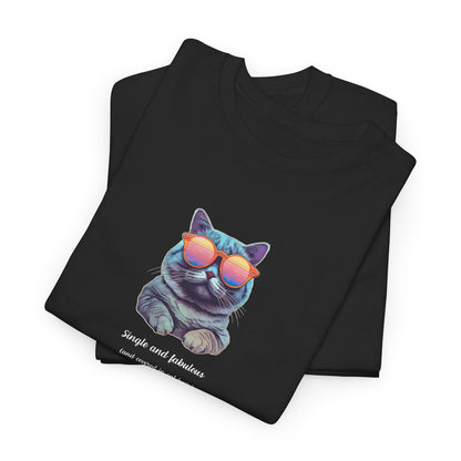 Single and Fabulous Cat T-Shirt Funny Cat Hair Shirt for Women