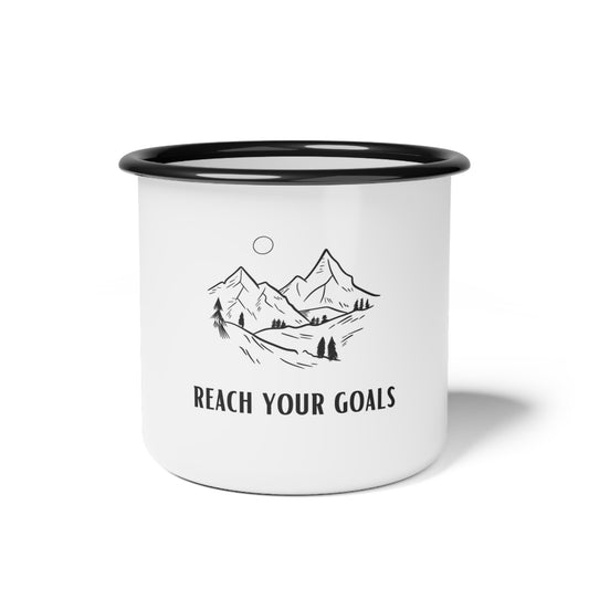 Reach Your Goals Enamel Camp Cup - Mountain Design